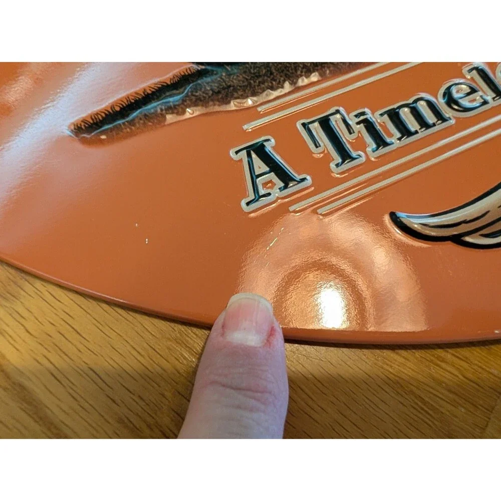 Harley-Davidson Embossed Timeless Oval Vintage Motorcycle Tin Sign Orange 16x13